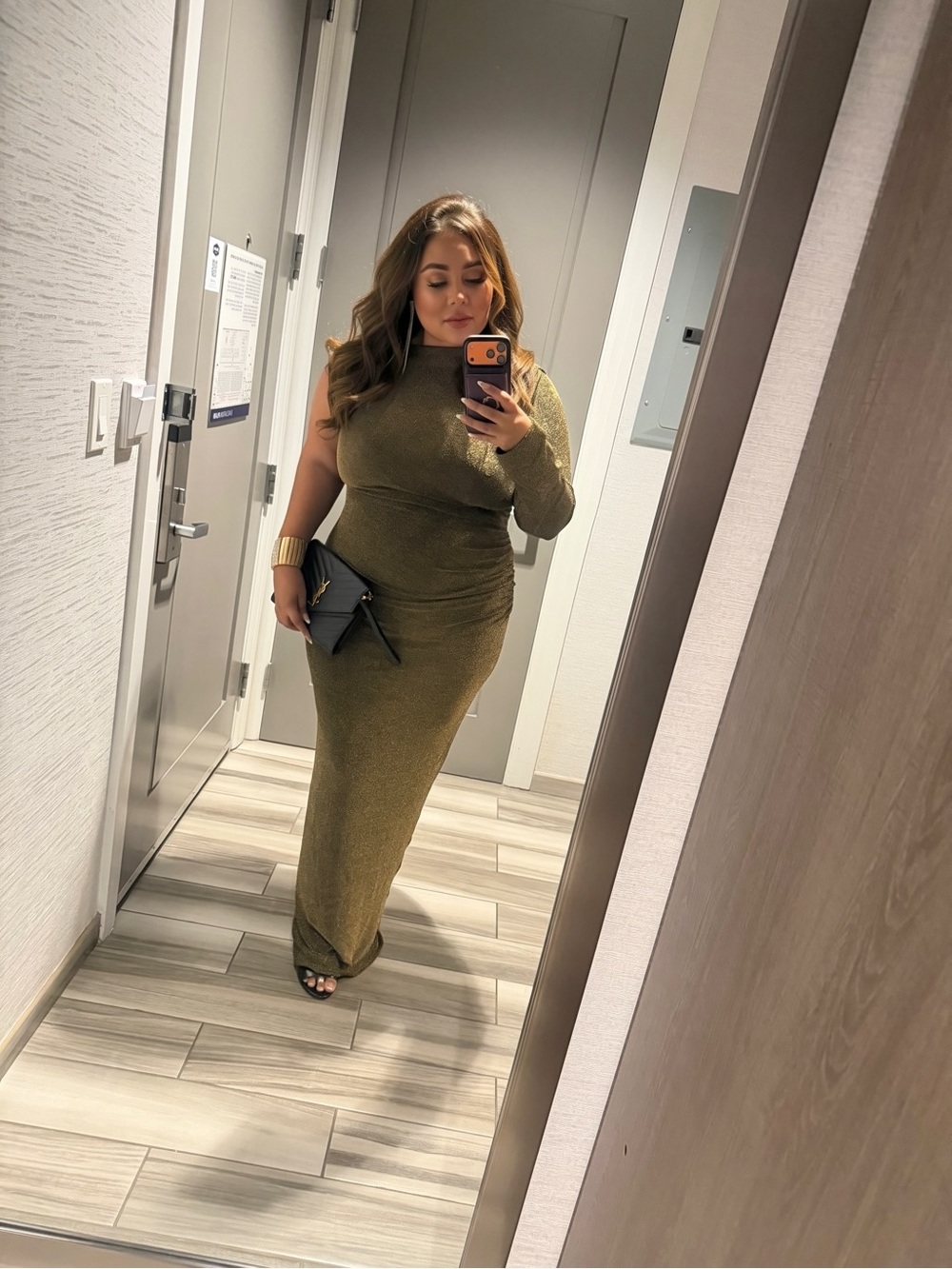 One-Shoulder Metallic Maxi Dress - Women